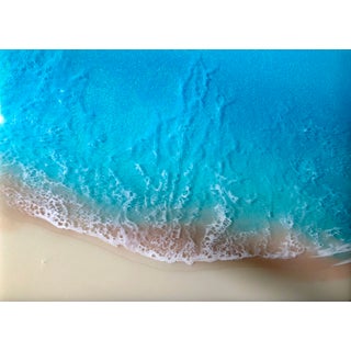 White Sand Beach #26 by Ana Hefco | Layered resin on wood panel Abstract depiction of a beach scene. For Sale