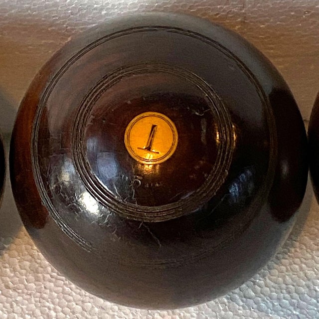 1920s Collection of Three Large Scottish Thomas Taylor Lignum Vitae Lawn Balls For Sale - Image 5 of 9