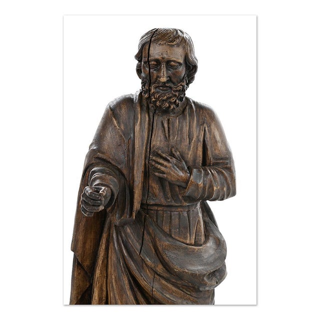 St. Joseph, 17th Century, Wooden Sculpture For Sale - Image 5 of 11