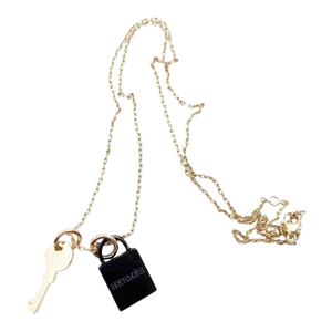 Hermes Brand New Amulette Padlock PM Brown Gold Necklace
