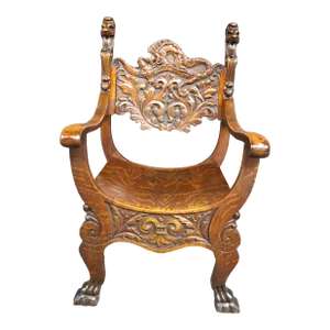 Victorian Quarter Sawn Oak Savonarola Chair