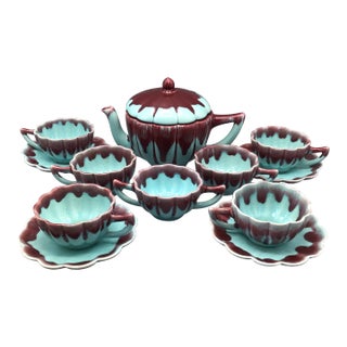 Drip Tea Pot, Cups and Saucers, Plus Sugar Bowl by Allen’s of California - 12 Pieces For Sale