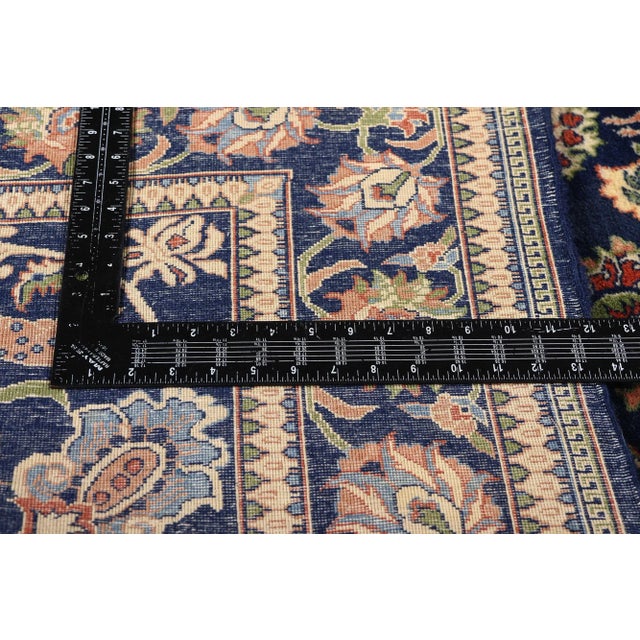 Textile Vintage Navy Blue Chinese Tabriz Rug, 04'01 X 05'09 For Sale - Image 7 of 10