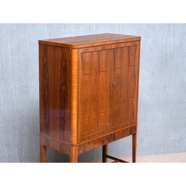 Cabinet in Walnut and Rosewood Marquetry by Bo Lindahl, Sweden, 1953 For Sale - Image 12 of 18