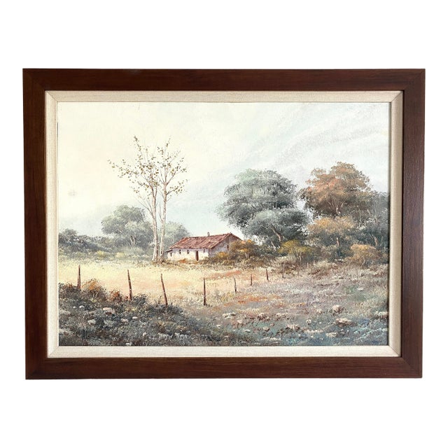 English Cottage Oil Painting For Sale