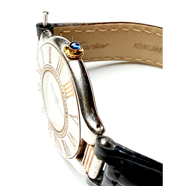 1980s Cartier Must De Cartier 21 Quartz Watch, Stainless Steel & Gold For Sale - Image 12 of 18