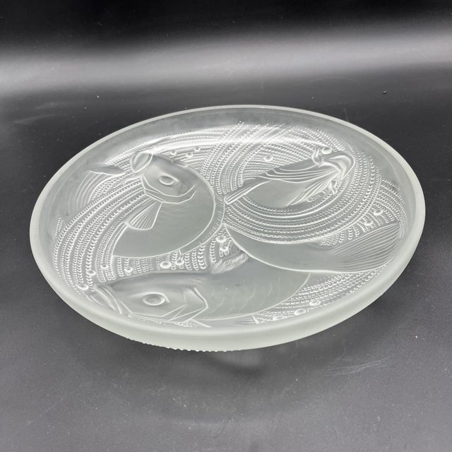 Frosted Pressed Glass Cup with Carp Fish Decoration by Pierre Davesn, 1930s For Sale - Image 17 of 18