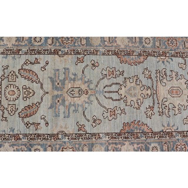 Hand-Knotted Tabriz Style in Light Blue Runner by Keivan Woven Arts, 3' X 17'8" For Sale - Image 9 of 14