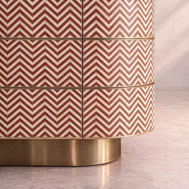 Not Yet Made - Made To Order Veyra Chevron Inlay Red Six-Drawer Dresser by House of Jaipur For Sale - Image 5 of 6