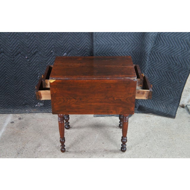 Antique Early American Federal Cherry Drop Leaf Parlor Side Accent Table For Sale - Image 6 of 12