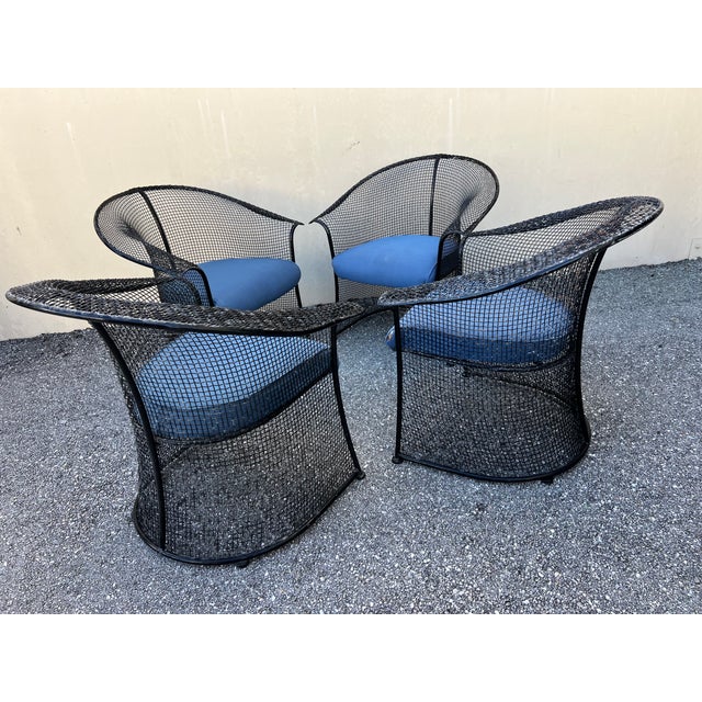 Black Vintage 1950s Sculptural Drape Wire Mesh Chairs Attributed to Russel Woodard, 4 Pieces For Sale - Image 8 of 15