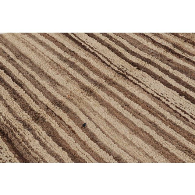 Textile Vintage Moroccan Rug in Ivory and Mocha With Striped Patterns - Rug & Kilim For Sale - Image 7 of 9