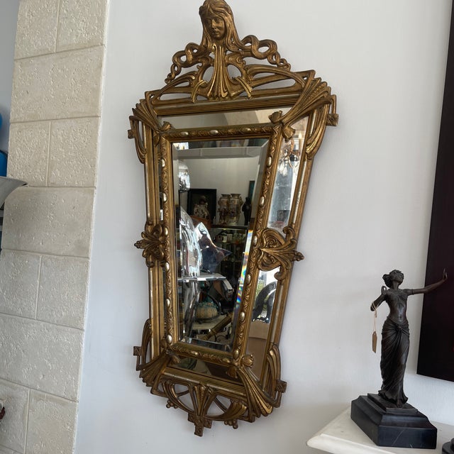 Early 20th Century French Art Nouveau Carved Gilt Wood Mirror For Sale - Image 11 of 11