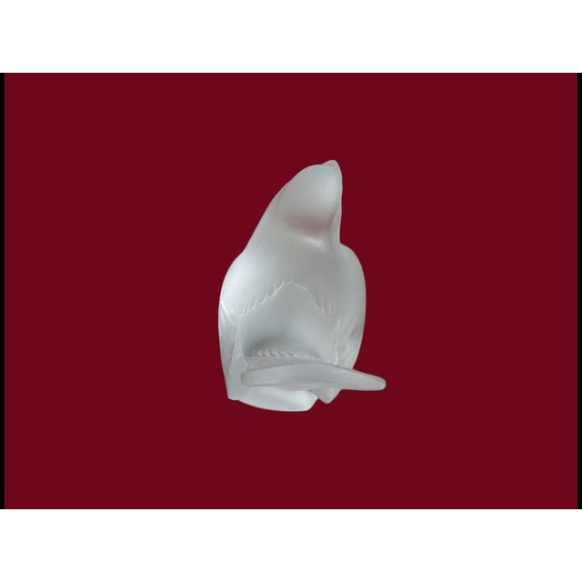 Mid 20th Century Lalique Frosted Crystal Sparrow Figurines Set of 2 Decorative Sculptures France For Sale In Baton Rouge - Image 6 of 17