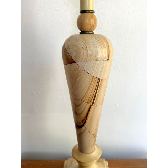 Midcentury Banded Marble Art Deco Table Lamp, Rewired For Sale - Image 6 of 8