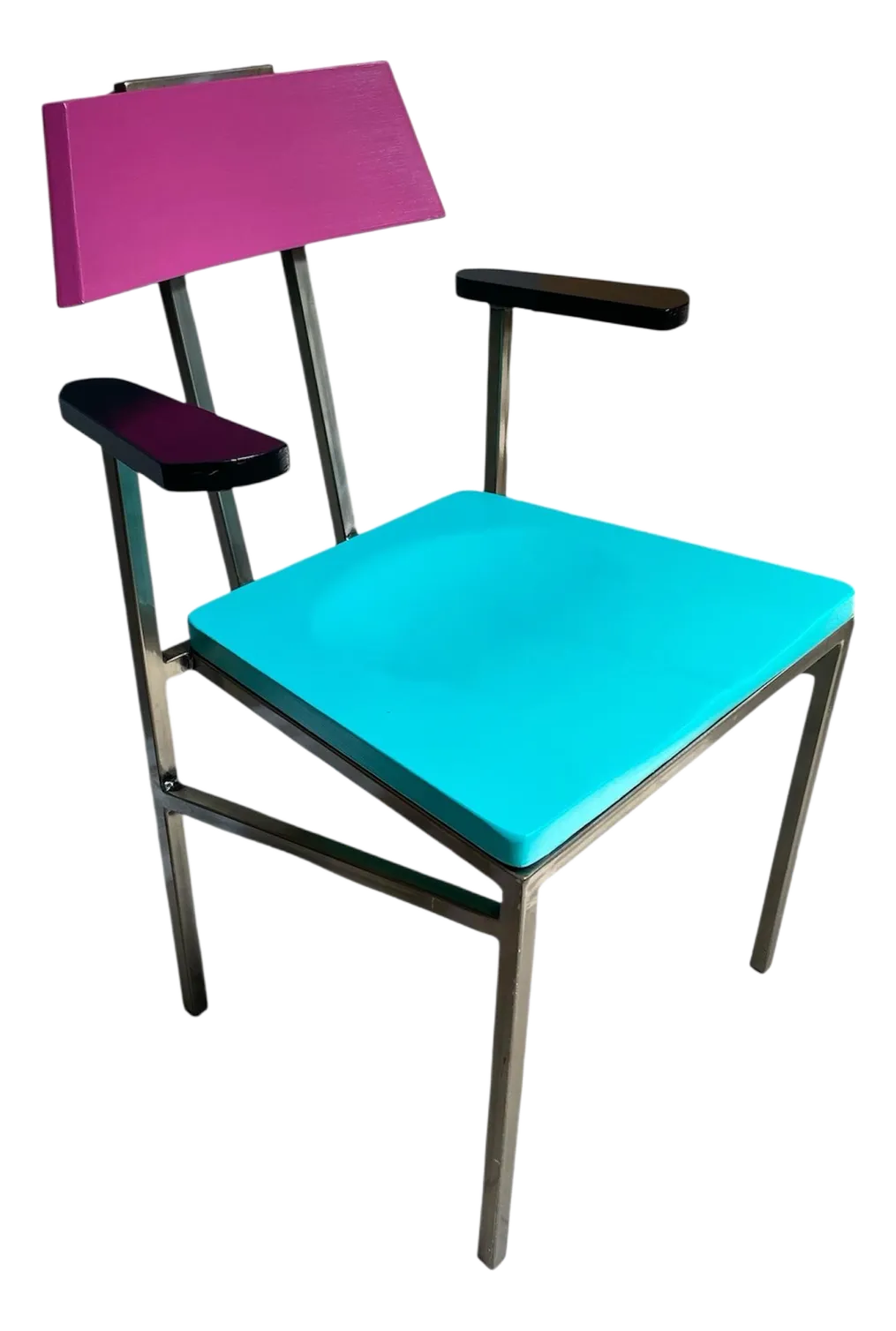 1980s Memphis Milano-Style Postmodern Color Blocked Chair | Chairish