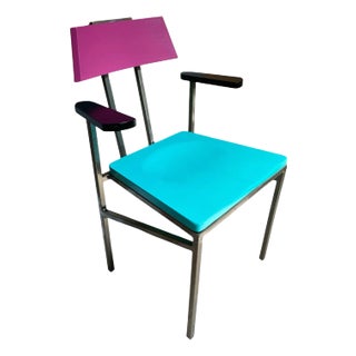 1980s Memphis Milano-Style Postmodern Color Blocked Chair For Sale