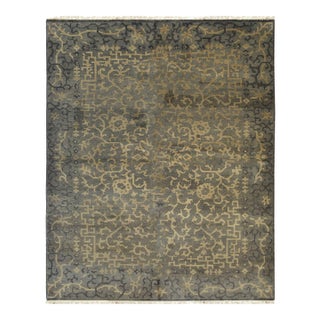10x14 Noir Dynasty Black Traditional Geometric Handmade Ningxia Wool Carpet Rug For Sale
