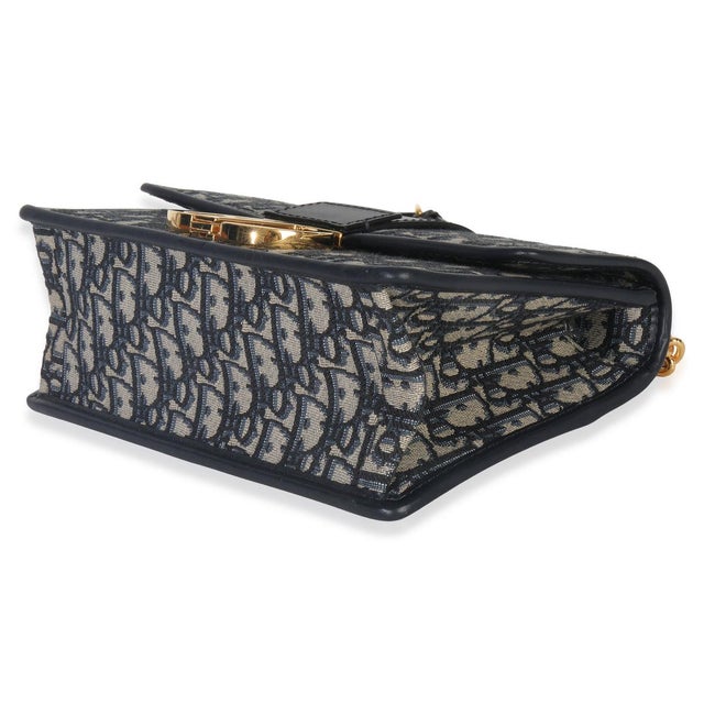 Textile Blue Oblique Dior 30 Montaigne Chain Bag For Sale - Image 7 of 9