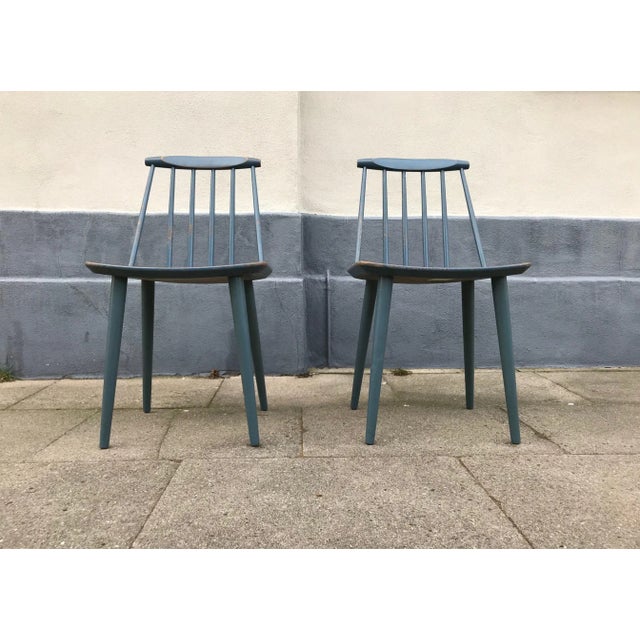 Set of Petrol Blue J77 Chairs by Folke Pålsson for FDB, 1963 For Sale - Image 9 of 9