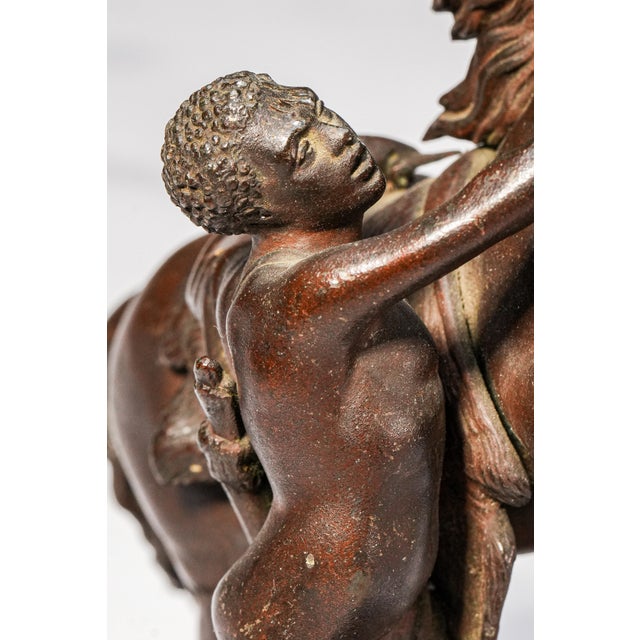 19th Century Neoclassical Style Antique Victorian Cast Metal Statue Man With Horse Equestrian Home Decor For Sale - Image 5 of 15