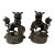 Pair Vintage Rustic Metal Fengshui Foo Dog Lion Drum Base Art Figures For Sale