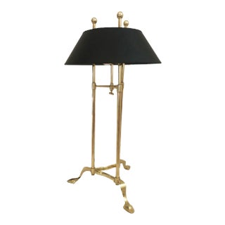 Vintage 1985 Chapman Brass Table Lamp With Original Shade For Sale