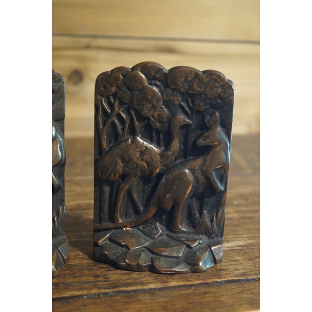 Early 20th Century Early 20th Century Copper Kangaroo Emu Australian Bookends - A Pair For Sale - Image 5 of 7