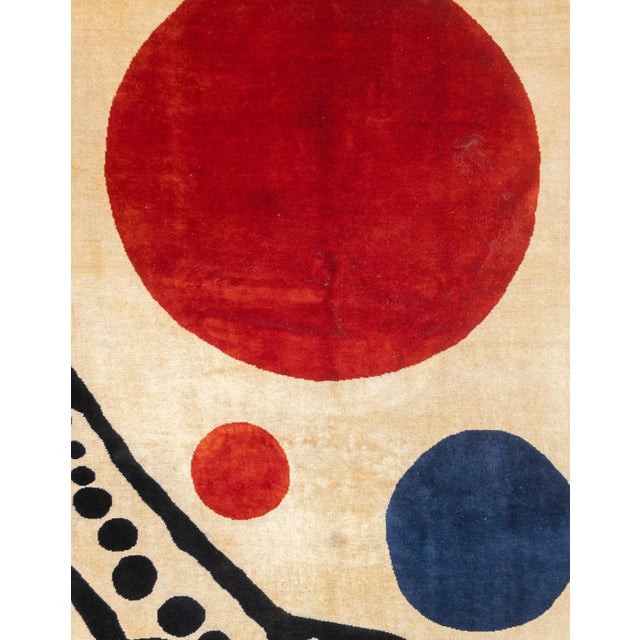 Mid-Century Modern Mid 20th Century French Artistic Wool Rug Inspired by Calder 4'10'' X 6'6'' For Sale - Image 3 of 9