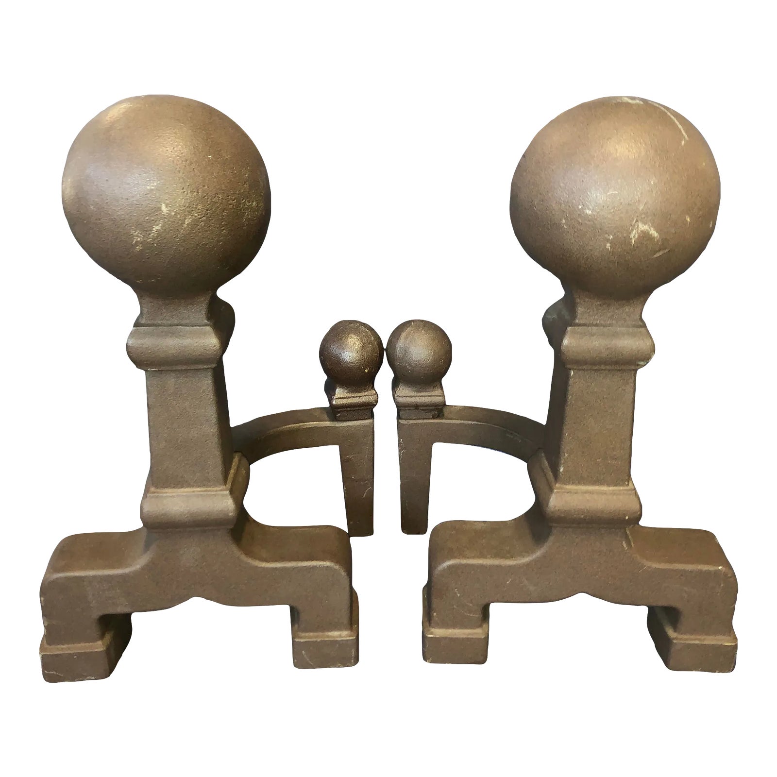 Antique Cannonball Cast Iron Fireplace Andirons a Pair Chairish