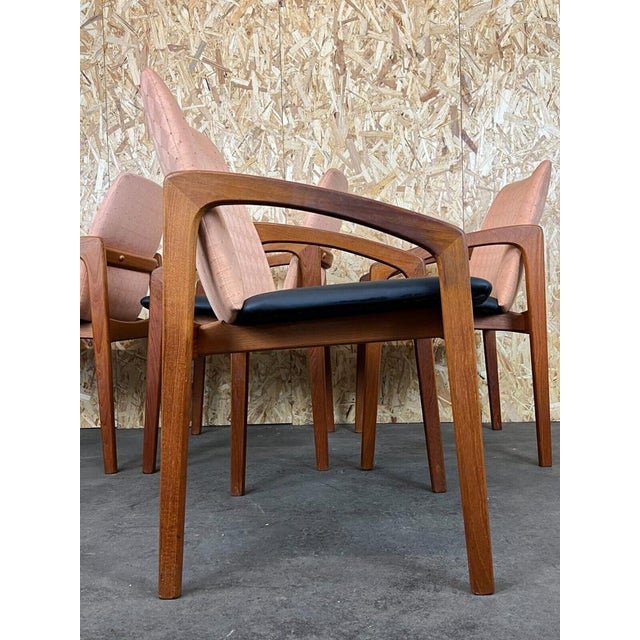 Teak Dining Chair Henning Kjaernulf for Korup Stolfabric Model 23. Object: 4 chairs are available. Manufacturer: Korup...
