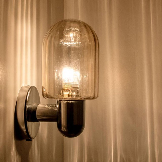 Silver Chrome Wall Lights with Smoked Glass from Markslöjd, Sweden, 1970s, Set of 2 For Sale - Image 12 of 14