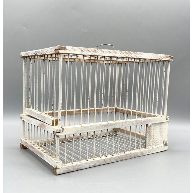 Antique European Finch Carrying White Bird Cage Chairish