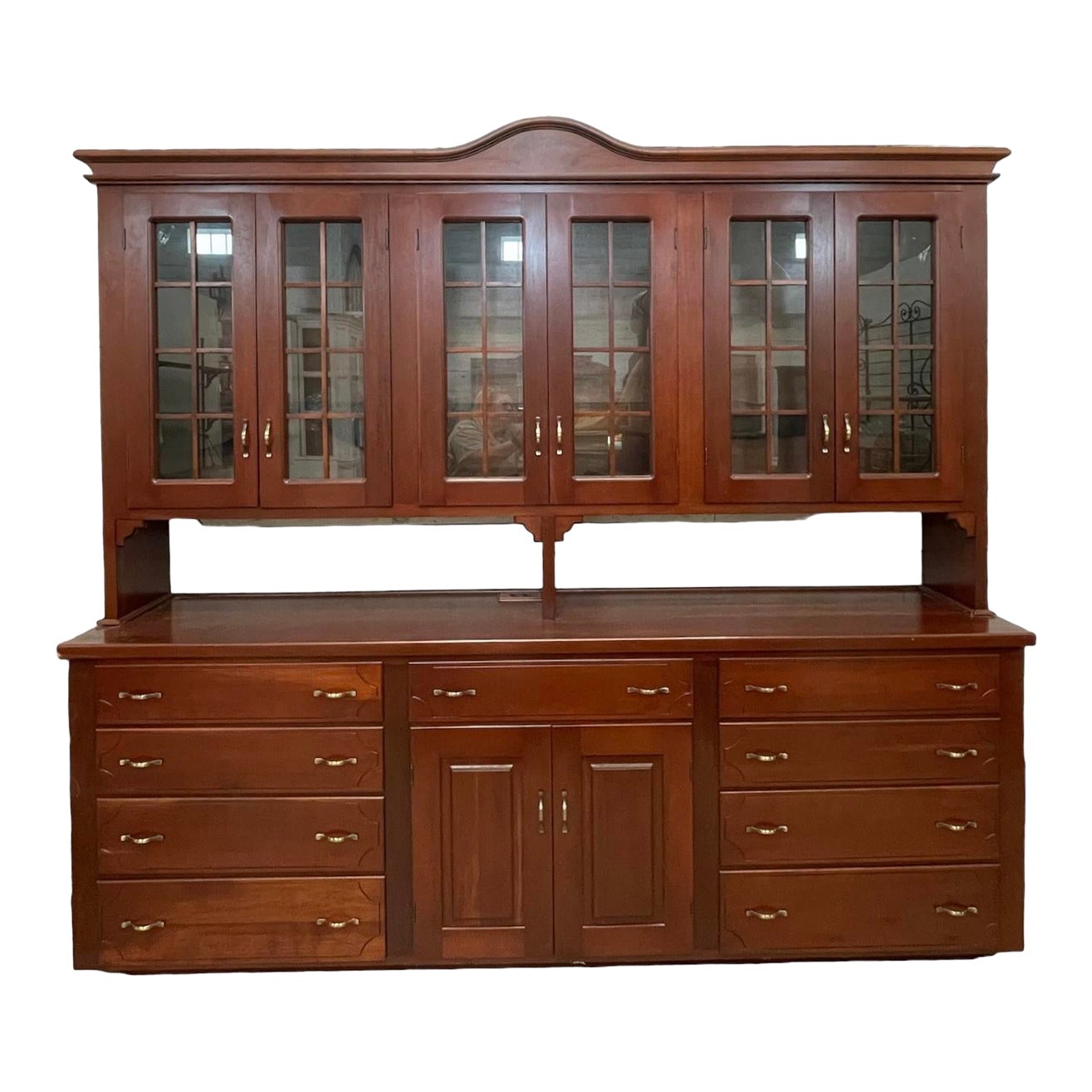 1990s Massive Custom China Hutch /Sideboard With Electric Built In