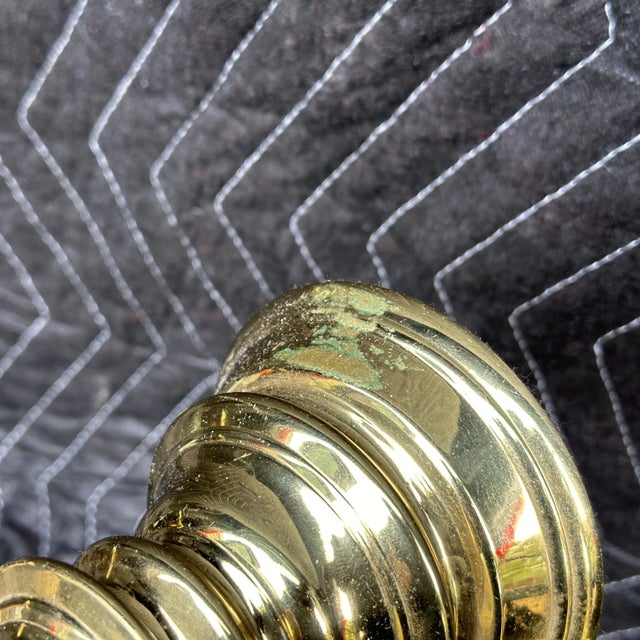 Metal Grouping of Virginia Metalcrafters Large Solid Brass Candle Holders - Set 3 For Sale - Image 7 of 10