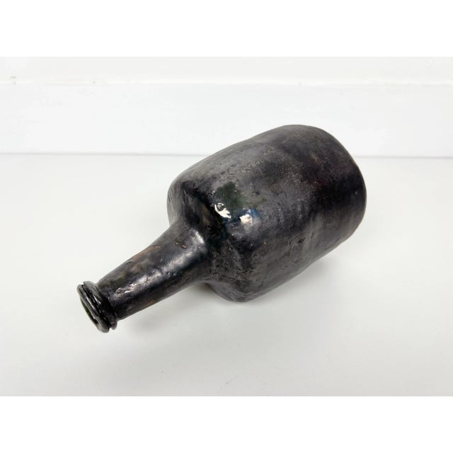 1960s Hand Made Crude Ceramic Bottle Vase - 1961 For Sale - Image 5 of 12
