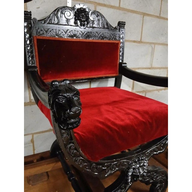 Antique 19th Century Victorian Carved Oak Throne Chair For Sale - Image 10 of 11