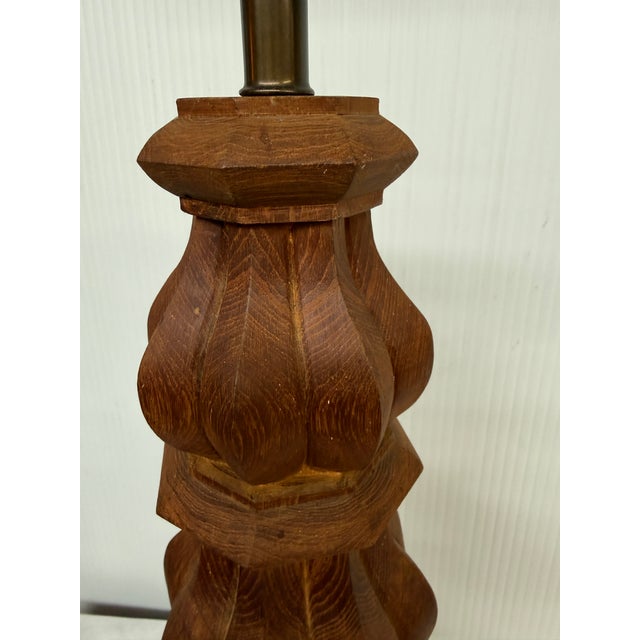 Mid 20th Century Carved Column Table Lamp For Sale - Image 4 of 12
