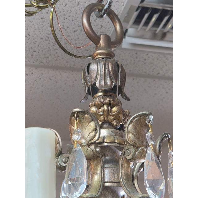 English 1920s 2 Tiered Solid Bronze 12 Socket Chandelier For Sale - Image 3 of 18