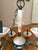 Incredible dead stock 1980s light fixture in mint condition. Made from Carrara marble and treated copper, giving it a...