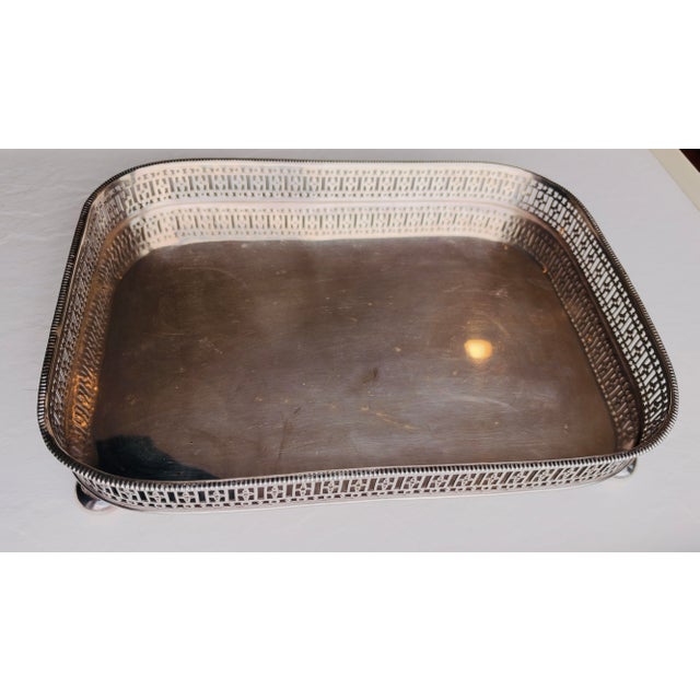 French Provincial Vintage French Style Silver Plated Footed Tray For Sale - Image 3 of 5