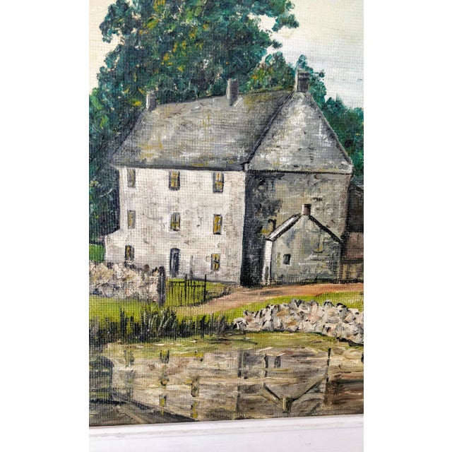 Vintage Derbyshire England Signed Painting by John Straw Tissington Pond For Sale - Image 4 of 11