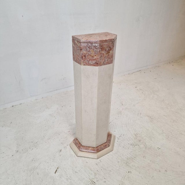 Beige Italian Marble Pedestal, 1980s For Sale - Image 8 of 15