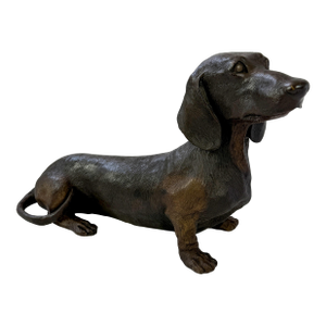 Late 20th Century Bronze Dachshund Sculpture – Long Body Dog Statue - 20"l