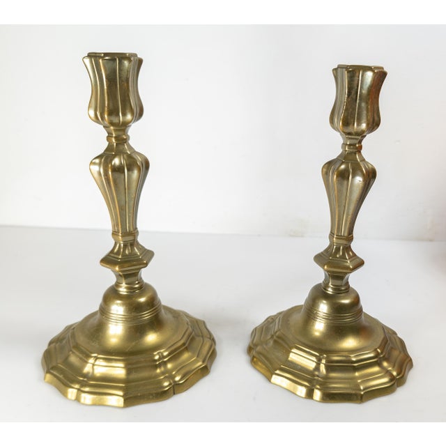 18th Century Pair of French Rococo Bronze Candlestick Candle Holders For Sale - Image 4 of 15