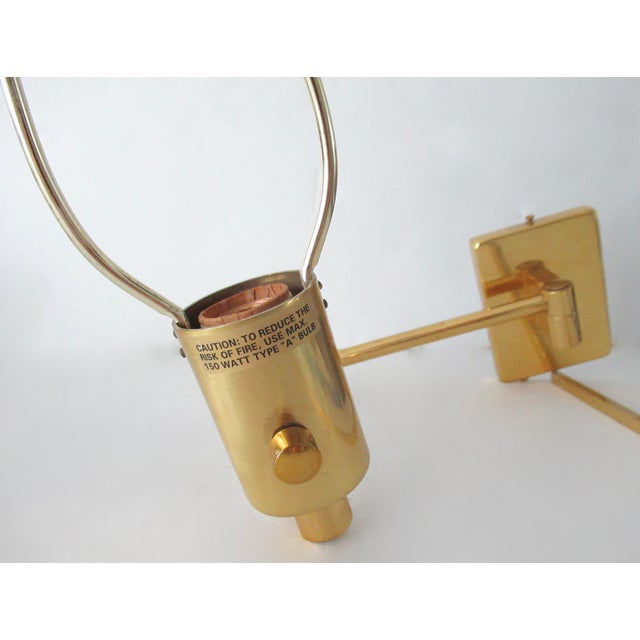 C.1980's Hinson Brass Plated Swing Arm Sconces - Pair For Sale - Image 12 of 18