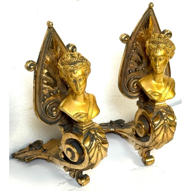 Pair Napoleon III Fire-Gilt Ormolu Curtain Tiebacks with Classical Female Busts For Sale - Image 13 of 18