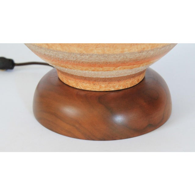 Mid-Century Modern Ceramic and Walnut Lamp For Sale - Image 9 of 12