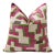 Modern Geometric Silk Velvet Pillow 20x20 | Handmade Pink & Green Designer Cushion For Sale