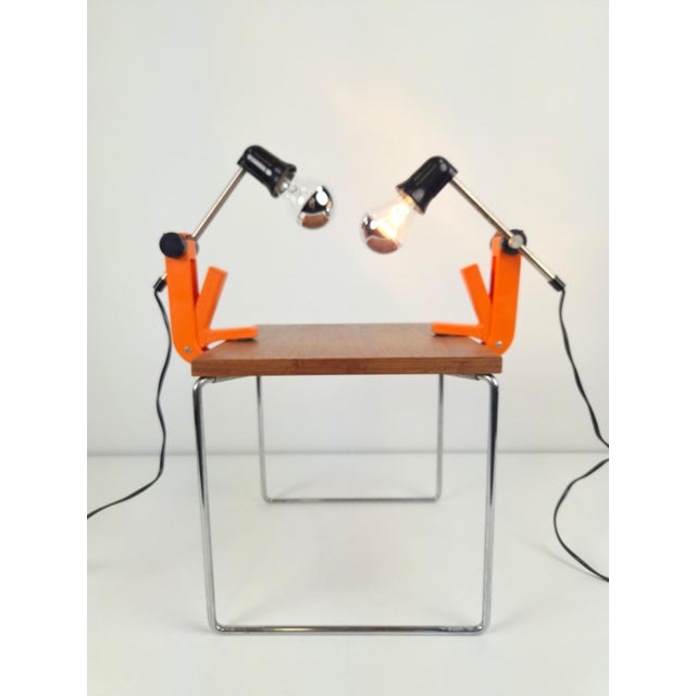 Type 2323 Revue Clamp Lamps Orange Clip Lamp, 1970, Set of 2 For Sale - Image 3 of 9